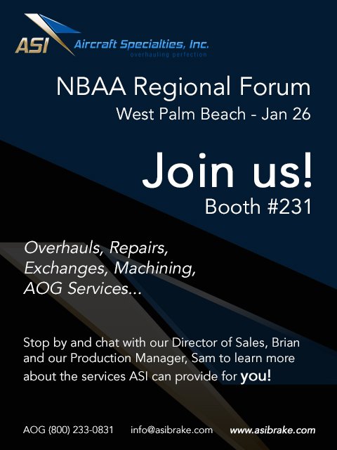ASI_Brake's tweet photo. Join us at the @NBAA West Palm Beach Regional Forum this Jan 26! #booth231 #overhaulingperfection #NBAARegionalForum https://t.co/bPNfvWey5Q