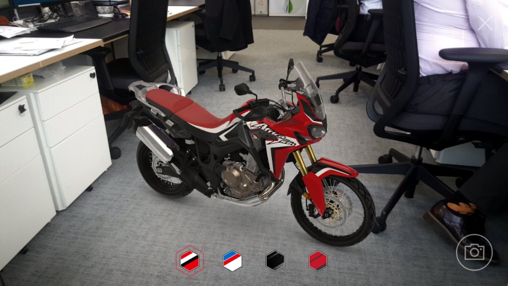 Have a go at placing your dream #africatwin anywhere you want with the #AR section of our Motorcycle #app #dreammotorcycle #powerofdreams