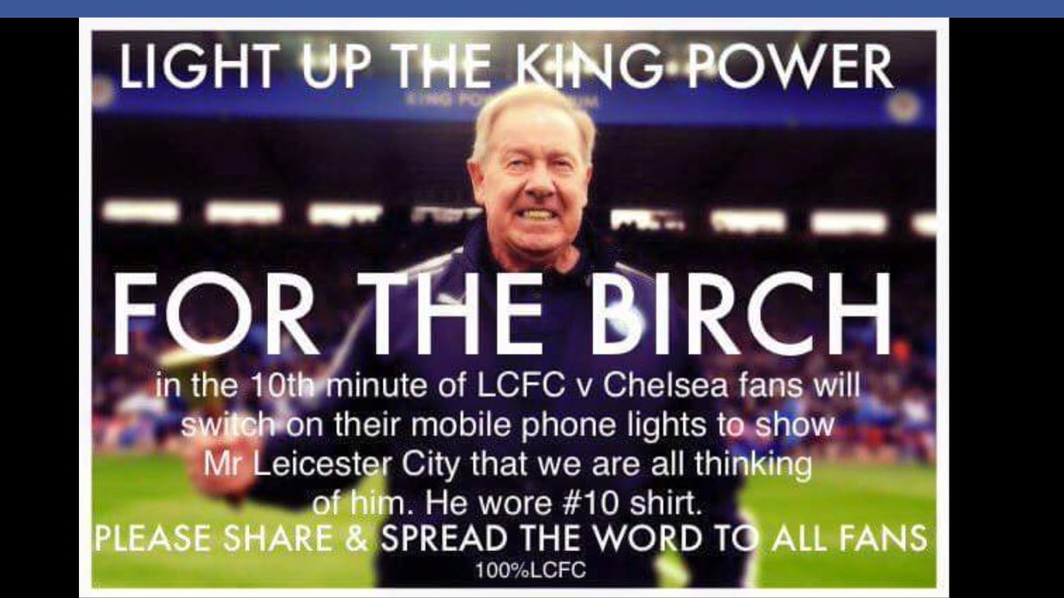 CelebAppearance's tweet photo. What a great idea for the Foxes fans to show their support and good wishes for a top man and true Leicester City Legend @alanbirchenall 🐺👏🏻 https://t.co/Yy0Ypc7T8P