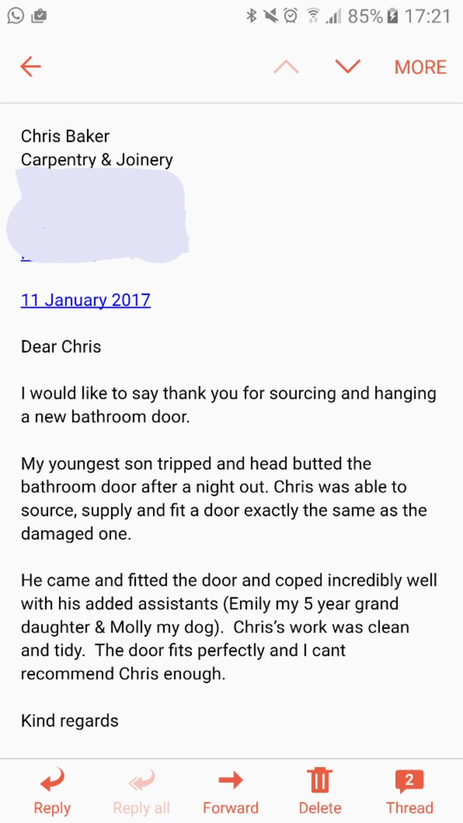 CarpentryTiling's tweet photo. Two testimonials this week from customers, thank u both very much for your kind words. https://t.co/9WdaF4Ed1G