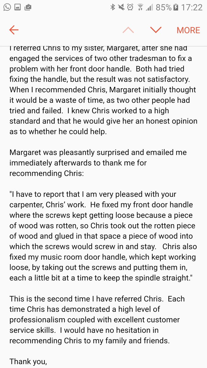 CarpentryTiling's tweet photo. Two testimonials this week from customers, thank u both very much for your kind words. https://t.co/9WdaF4Ed1G