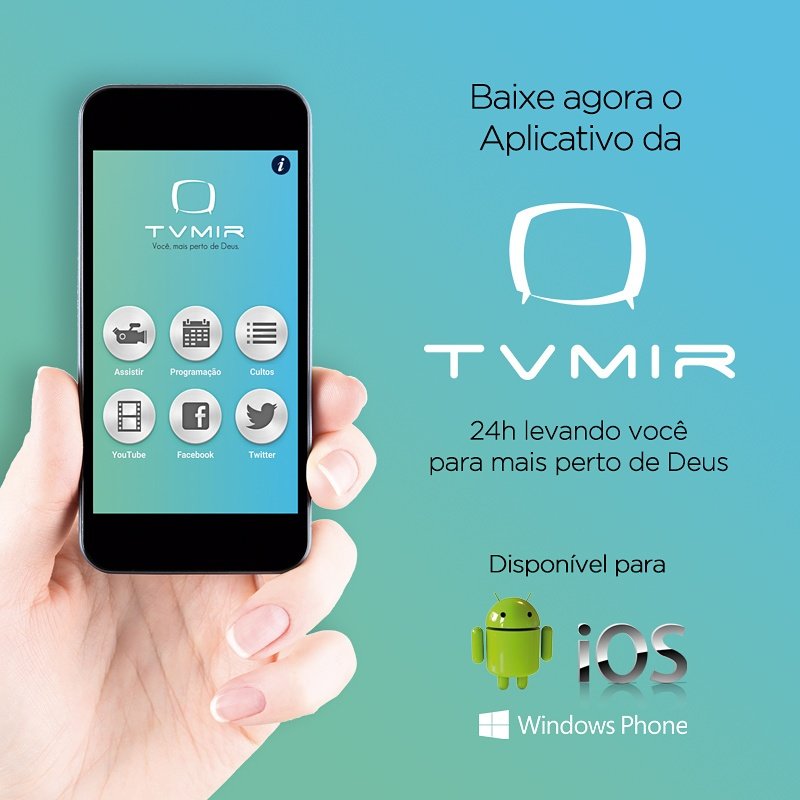 Assista a programação do @oficialmir em seu celular. 📲 Cultos de Celebração ao vivo, e muito mais. Baixe o #Aplicativo  #TVMIR