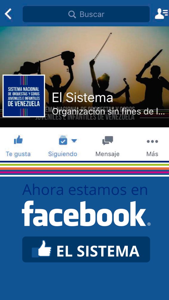 ¡Estamos en Facebook! Busca la página oficial de #ElSistema y únete a este nuevo espacio. bit.ly/2jcfzpC