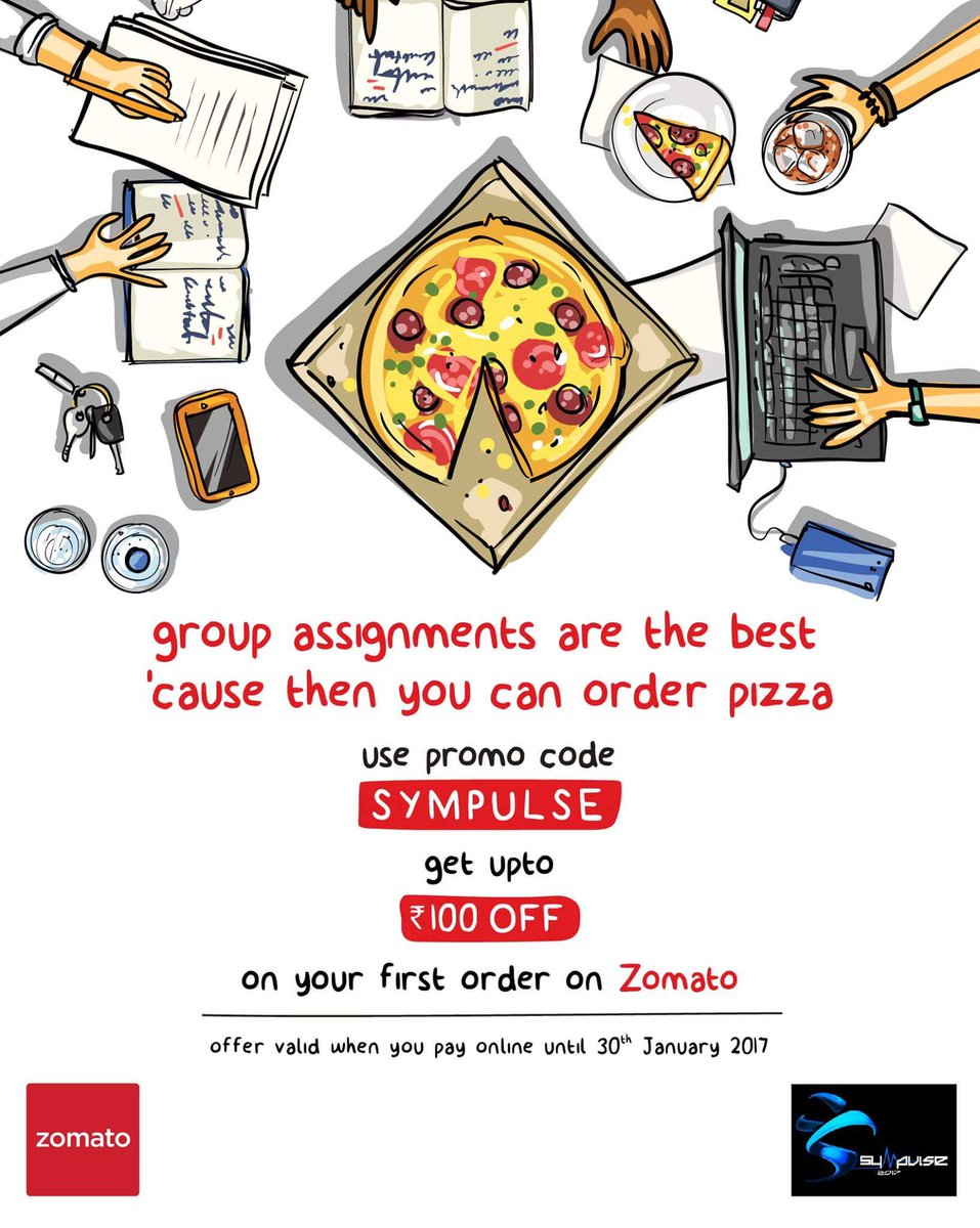 SympulseFest's tweet photo. To keep #Sympulse’17  from becoming the Hunger Games, #Sympulse’17 presents @Zomato, our official food partner! https://t.co/qqIfnlox5C