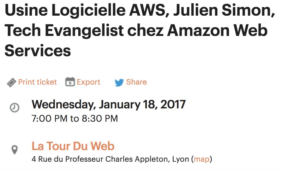 julsimon's tweet image. #Meetup @LyonAWS mercredi @LaTourDuWeb : outils de dev #CodePipeline #CodeDeploy #CodeBuild + #XRay en preview ;) meetup.com/LAWS-Lyon-Amaz…
