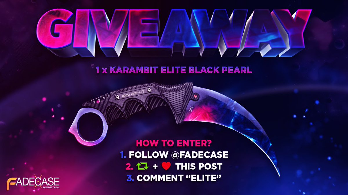 fadecase's tweet photo. GIVEAWAY!
Karambit ELITE Black Pearl.
RT &amp; Follow to enter. Drawn 25th of January. https://t.co/27TZJickqa