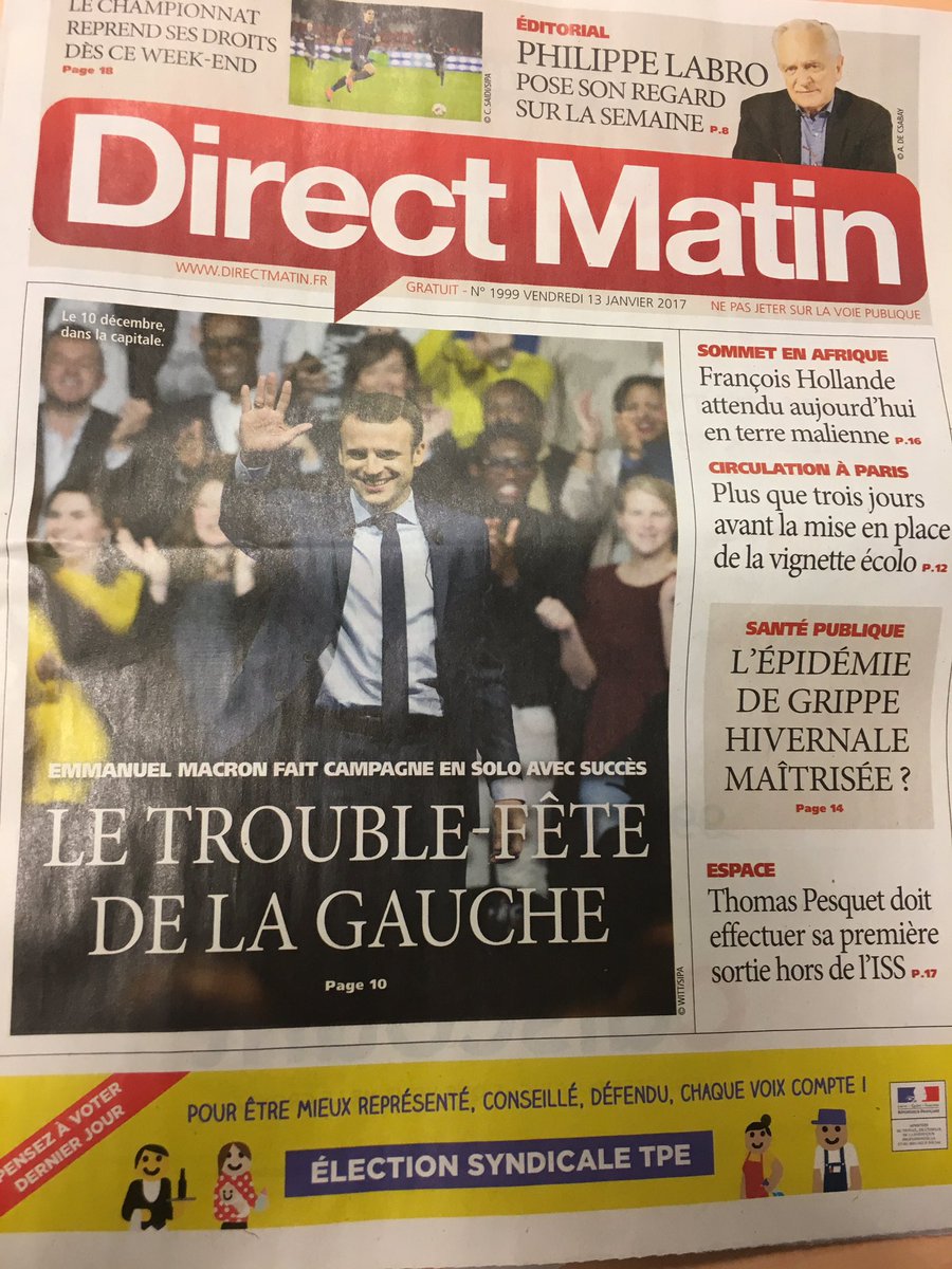 Qu'a donc fait @EmmanuelMacron cette semaine pour être en Une de Bolloré matin ? La réponse est: rien !#lémédias