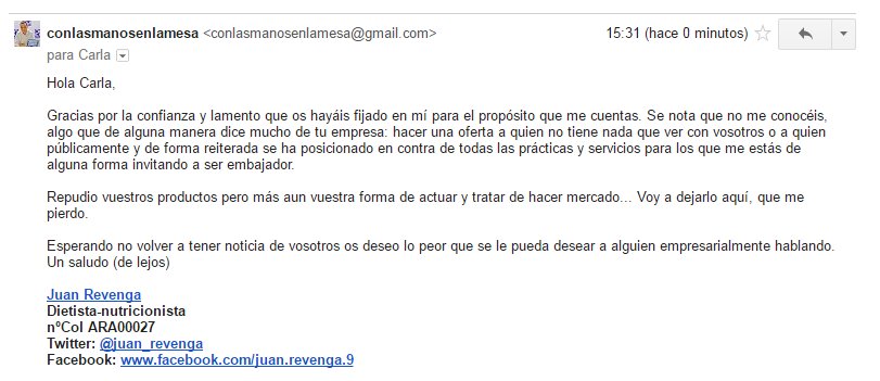 juan_revenga's tweet photo. Hoy me han ofrecido vía mail hacerme embajador o difundir los productos de #MyProtein en redes, blog y demás. Esta ha sido mi respuesta https://t.co/1tJKXURWwO