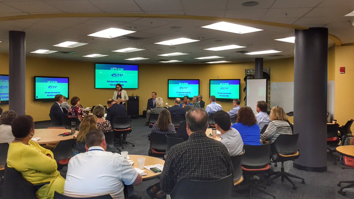 RidePSTA's tweet photo. PSTA Board Chair @DardenRice welcoming PSTA staff and board members to the #BoardWorkshop. #PSTAMovingForward https://t.co/b507H5WNJO