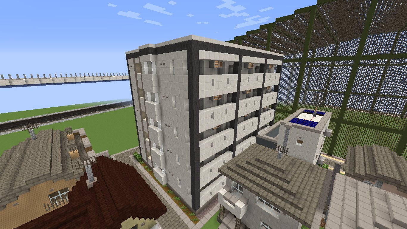 ぐすたふ マイクラ Sur Twitter 佐山市にて 低層マンションを建築しました 四角形を元にしつつも豆腐っぽくならないように仕上げてみたつもりです Rt建築１８件目