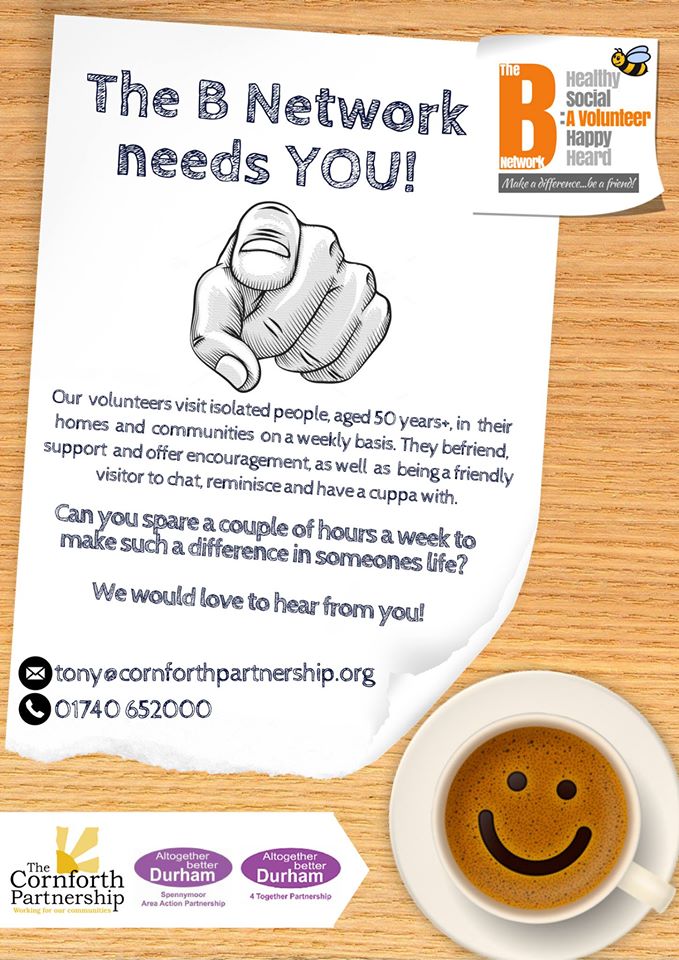 cornforthhouse's tweet image. Recruiting volunteers now for our fantastic project - get in touch to find out about the opportunities and benefits of joining the B-Network