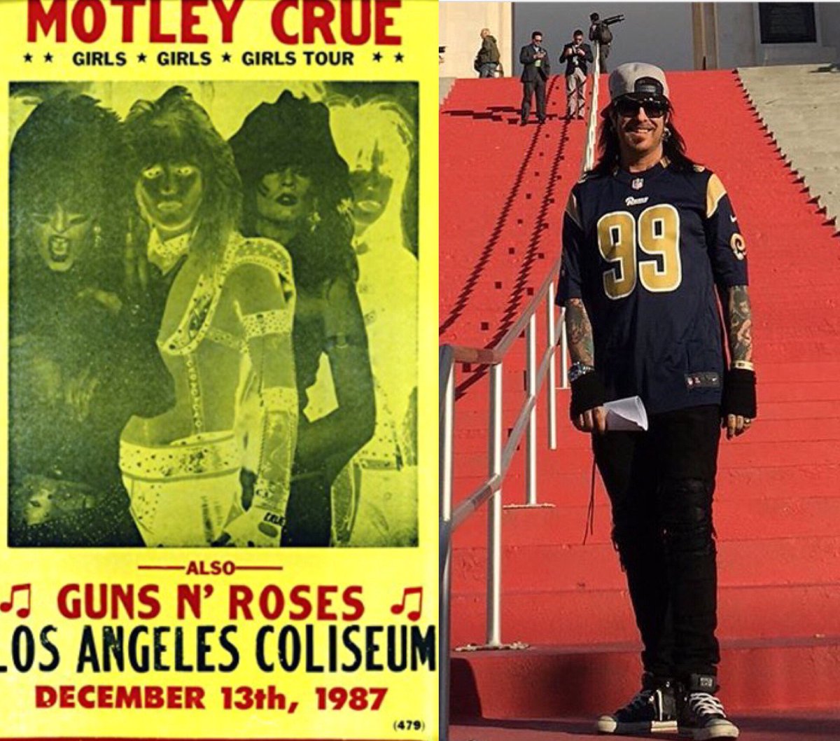 lacoliseum's tweet photo. #FamousFacesFriday Nikki Sixx and @MotleyCrue played here in 1987; nearly 30 years later at a @RamsNFL game! #GreatestStadiumintheWorld https://t.co/YAuB34aim9