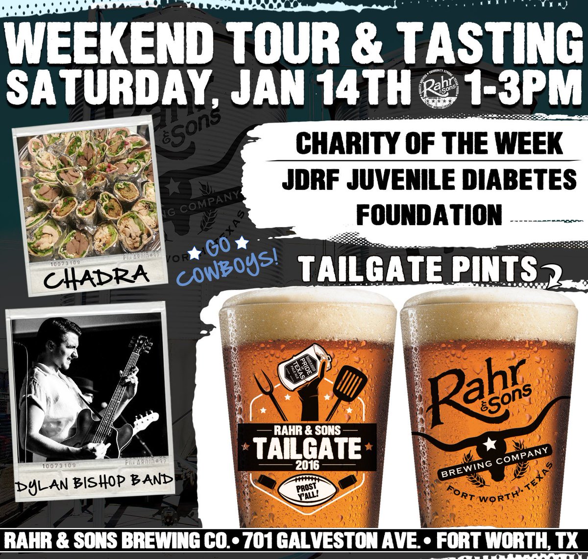 RahrBrewing's tweet image. Come join us tomorrow from 1-3pm!
Grab a beer, eat some food, listen to some GREAT music and get ready for a Cowboys WIN on Sunday!