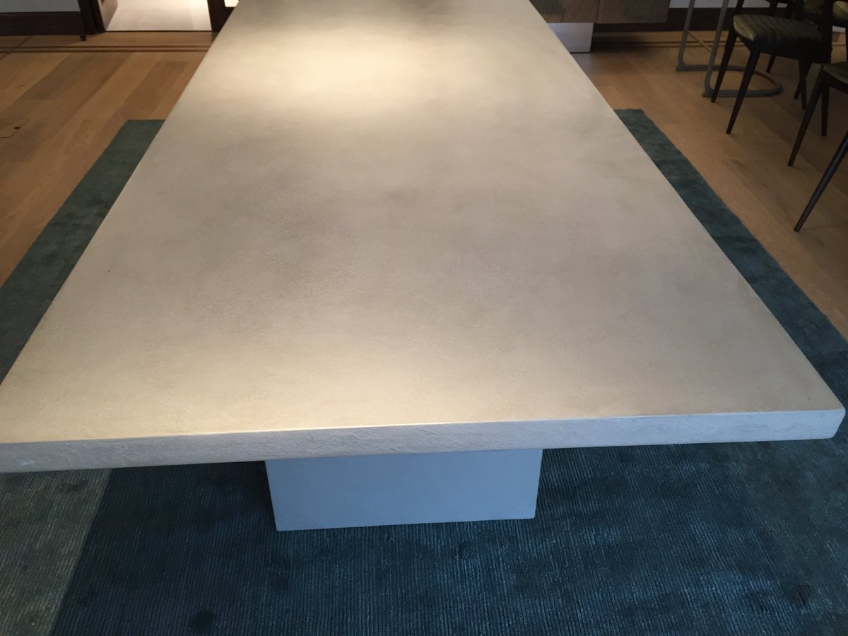 Cretecraft's tweet photo. Another fantastic project in the bag . 
A large Concrete dining table delivered to the Penthouse apartment at Londons Battersea project. https://t.co/svT5xX8MiK