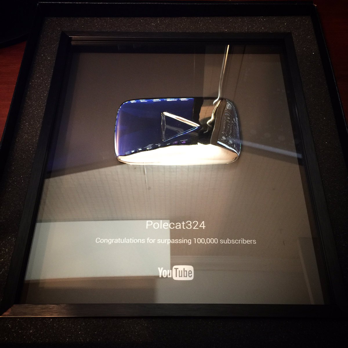 Polecat324's tweet image. Huge moment in my YouTube career, it's a pure pleasure to work with and for the people I do! Thank you all so much! #100K #silverplaybutton