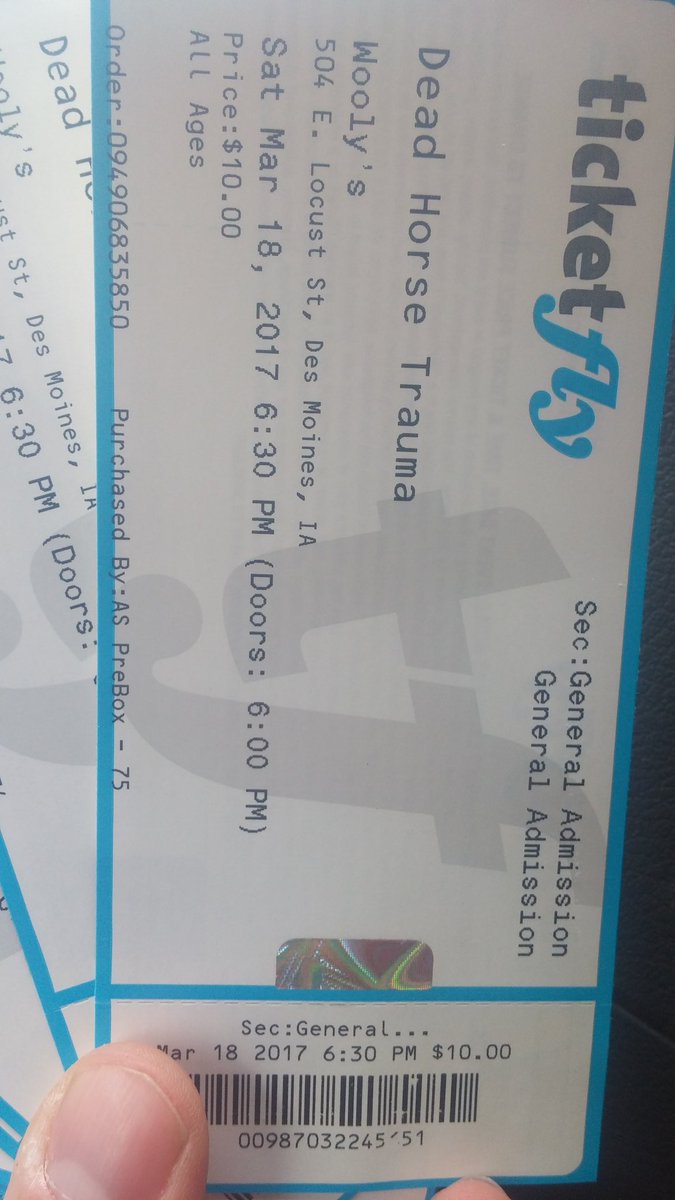 We're playing <a href="/deadhorsetrauma/">Dead Horse Trauma</a> CD release on 03/18 at <a href="/Woolysdm/">Wooly's</a> and we have tix for $10! We'll deliver!