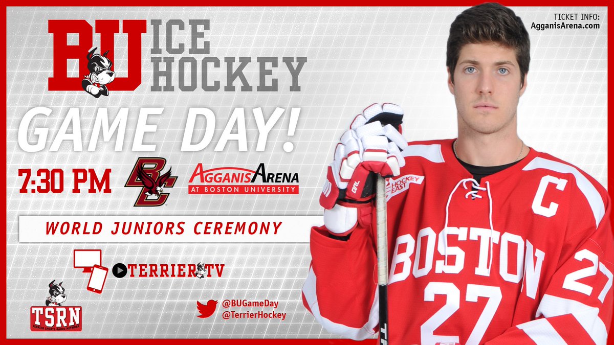 TerrierHockey's tweet image. Ready for the first Green Line Rivalry game of the season? Make sure to arrive early for our World Juniors ceremony! goterriers.com/news/2017/1/13…