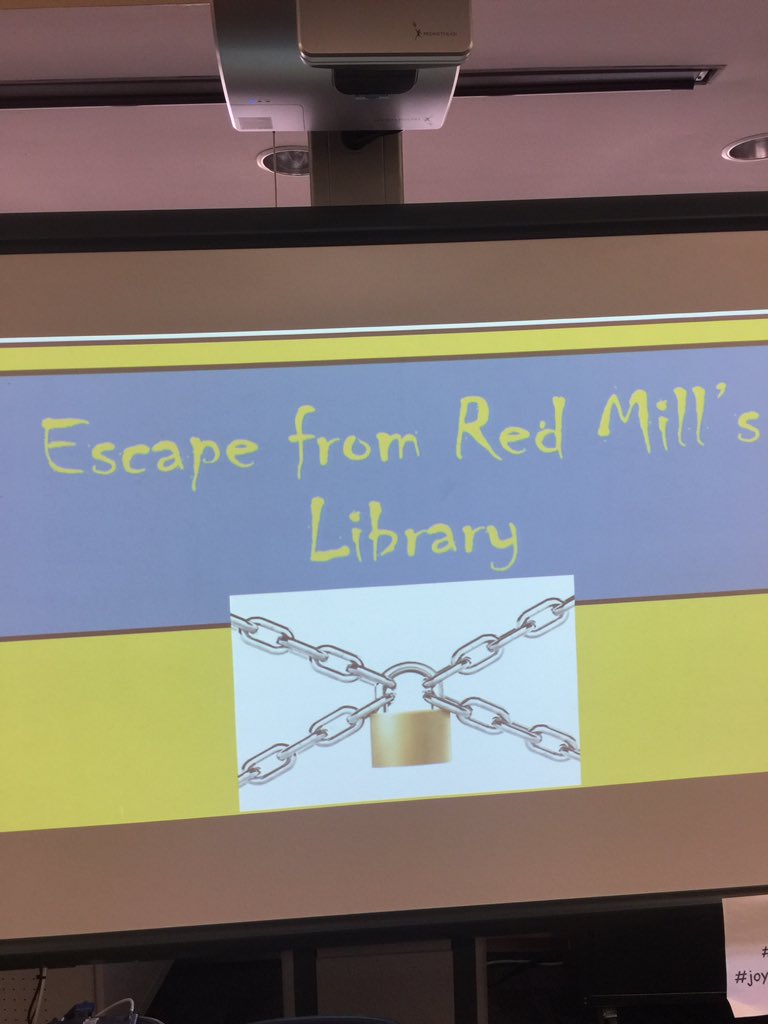 RedmillLMC's tweet photo. 2nd graders attempting to "Breakout" of the library. Collaboration + Problem Solving = Breakout success. https://t.co/WlpFgoyHVD