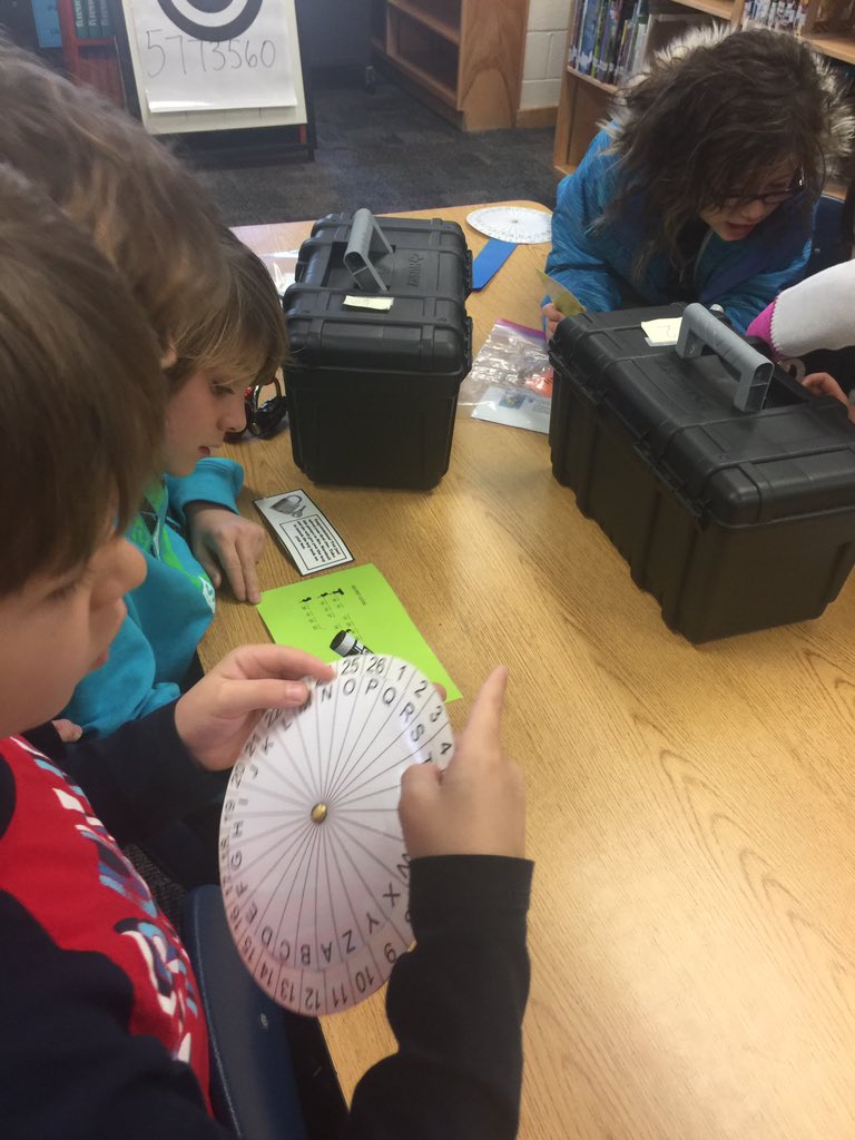 RedmillLMC's tweet photo. 2nd graders attempting to "Breakout" of the library. Collaboration + Problem Solving = Breakout success. https://t.co/WlpFgoyHVD
