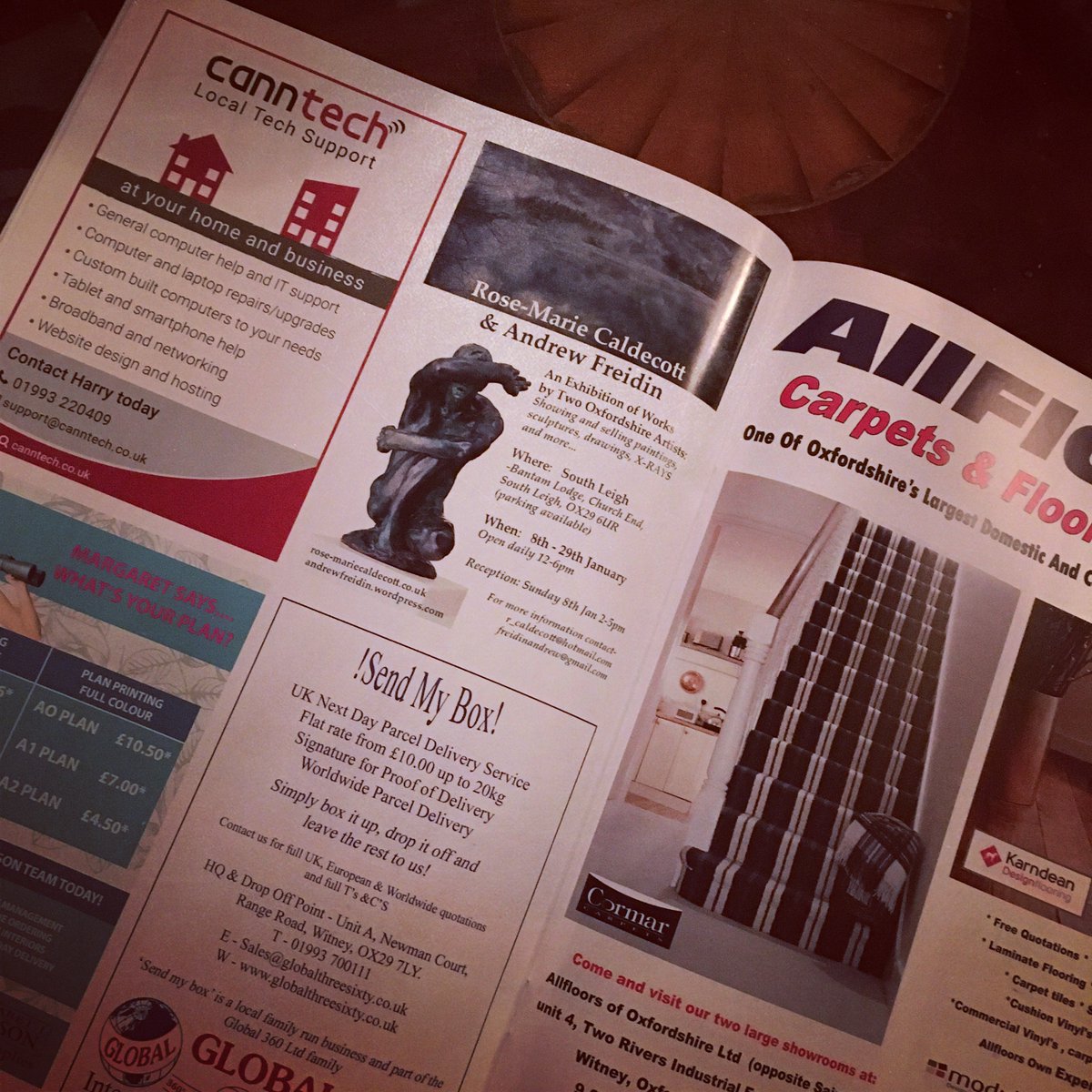 Super quality advert in the @WitneyLetterbox for the exhibition Andrew Freidin and I have up in South Leigh till Jan 29th! Thanks guys!