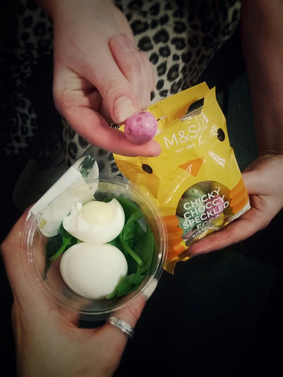 'Lets eat some eggs?' I said ... 'Great idea' replied <a href="/PippaJohnson9/">Pippa Johnson</a> .... #chocolate #naughty #healthy #friends #M&amp;S