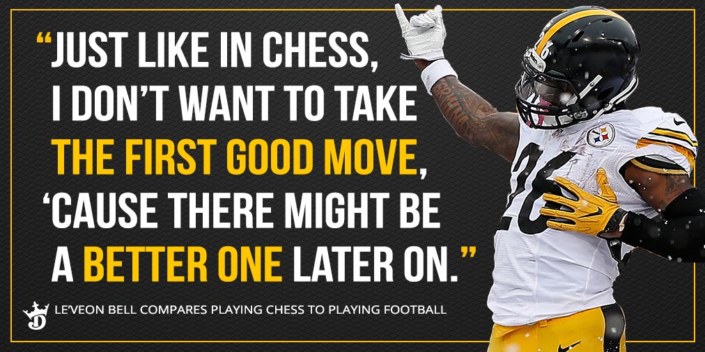 DraftKings's tweet photo. .@L_Bell26's ability to use patience on the football field stems from... playing chess?
WATCH: https://t.co/yJMCmPcO7l
#GameWithinTheGame https://t.co/A3ARo95iTF