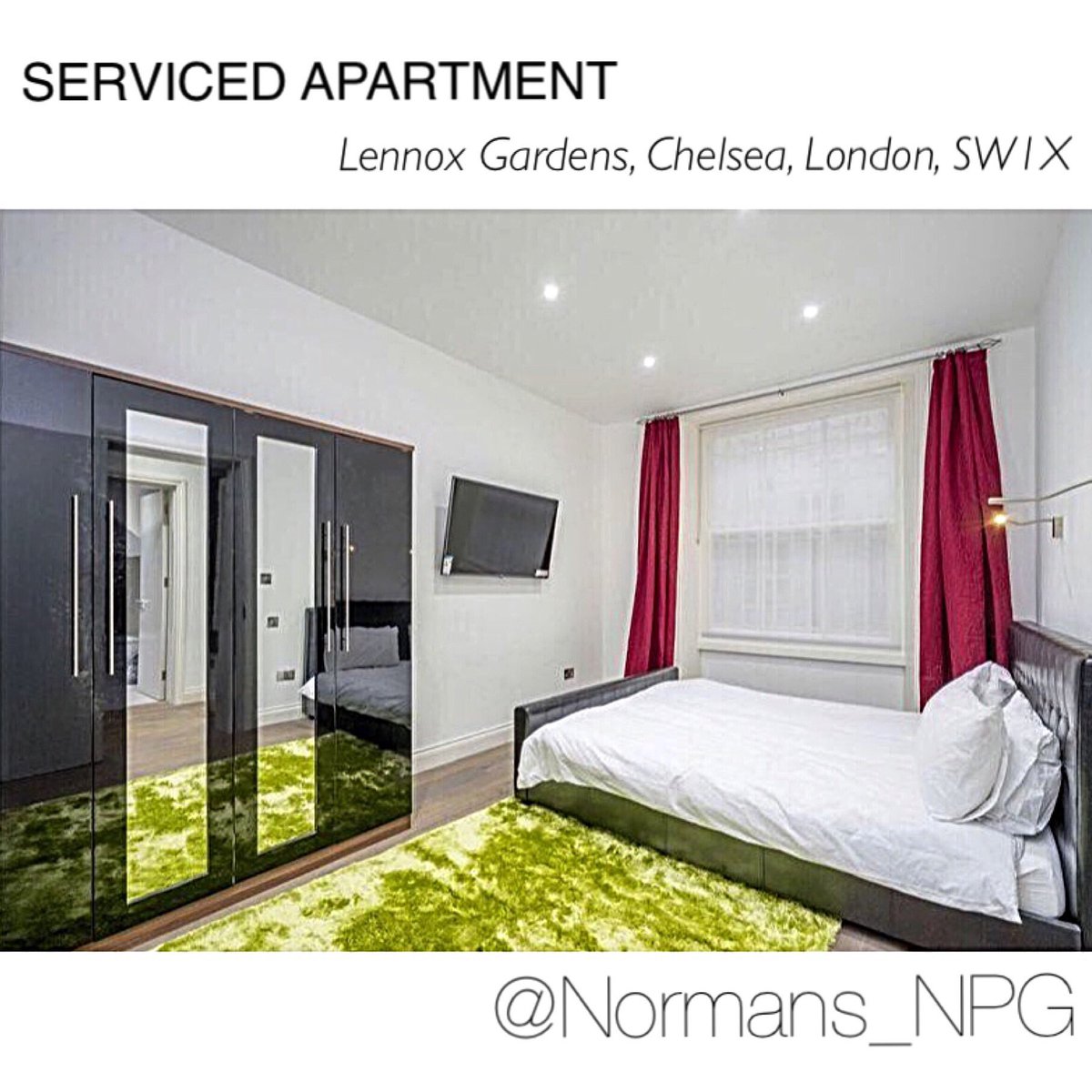 TO LET: ONE BEDROOM SERVICED APARTMENT
minimum One Week Booking!
Lennox Gardens, Chelsea, London, SW1X #NPG