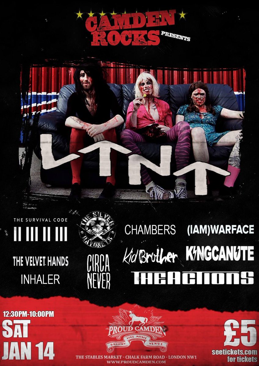 The first part of <a href="/CamdenRocksFest/">Camden Rocks Fest</a> Pres. Jan all-dayer kicks off this Saturday. Look out for <a href="/KingCanuteMusic/">King Canute</a>! #London #Camden