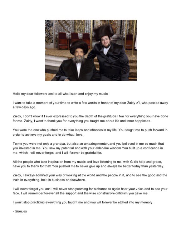 ShmueliUngar's tweet image. A message to my Zaidy.