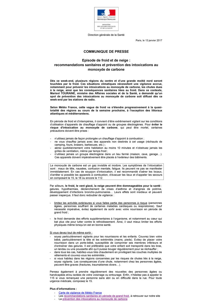 AlerteSanitaire's tweet photo. Episode de froid et de neige : recommandations sanitaires et prévention des intoxications au monoxyde de carbone
➡️ https://t.co/5rGFLCsc0o https://t.co/m7yeQD1UZn