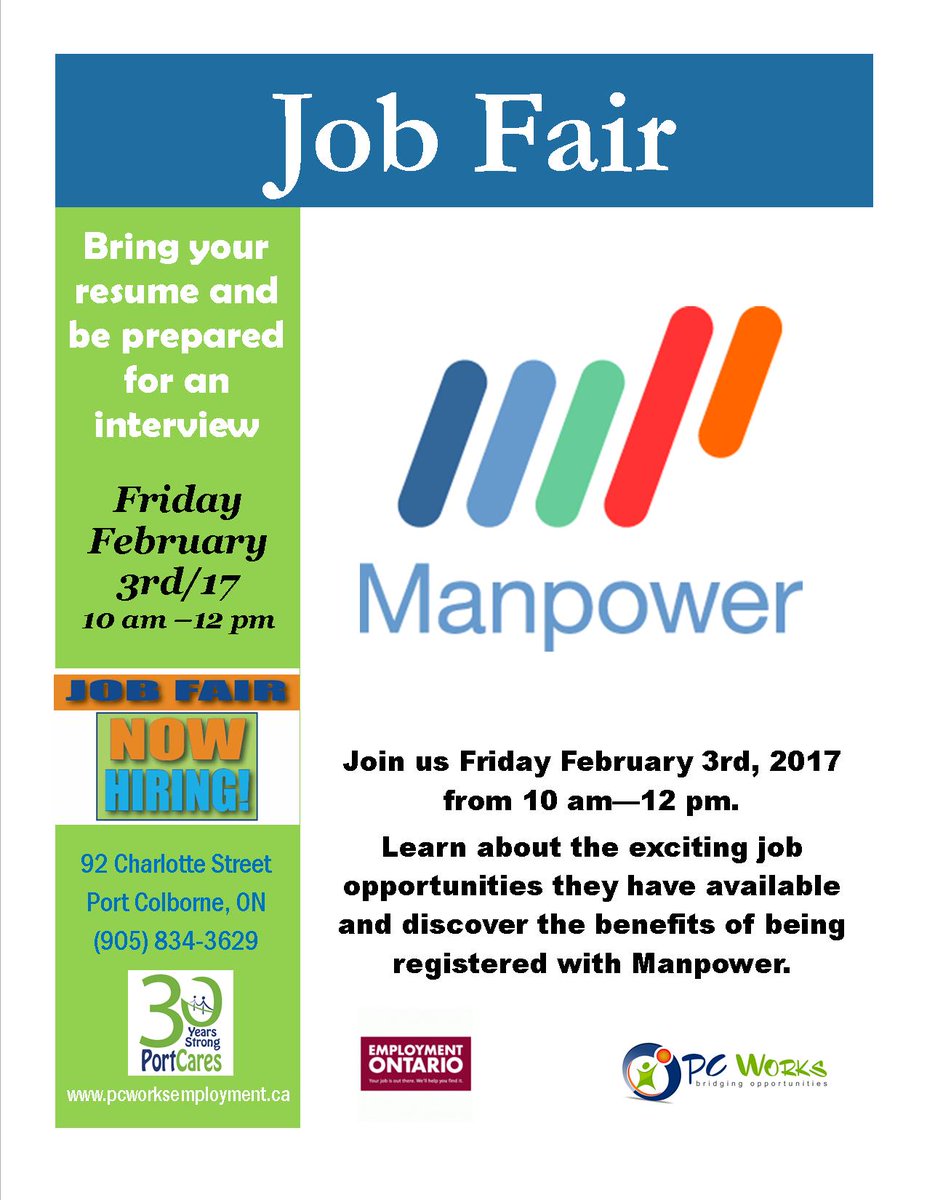 TanyaBNiagara's tweet photo. JOB FAIR #PCWorks Friday Feb 3/17 10am-12pm 92 Charlotte St, Port Colborne, ON https://t.co/b8HeNuR1v7