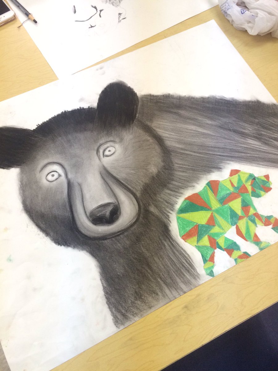 kirkendallART's tweet photo. Overlapping realistic and abstract animals in Advanced Art! #WCSmission https://t.co/deBfaEd85o
