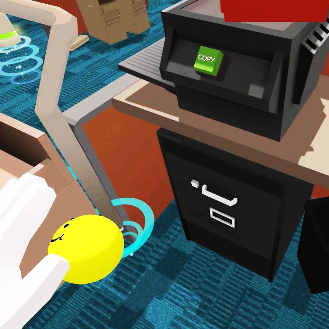 Got around to trying Job Simulator by <a href="/OwlchemyLabs/">Owlchemy Labs</a>. Favorite part? Photocopying my hand and chucking it at a coworker. #itsthelittlethings