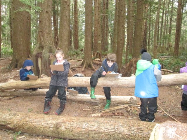 sd47_kc's tweet photo. Our KCCS students writing in the outdoor classroom today.  A great way to spent #Fri13th  #placebasedlearning  @sd47_board @billrounis https://t.co/Bi14NRNFCz