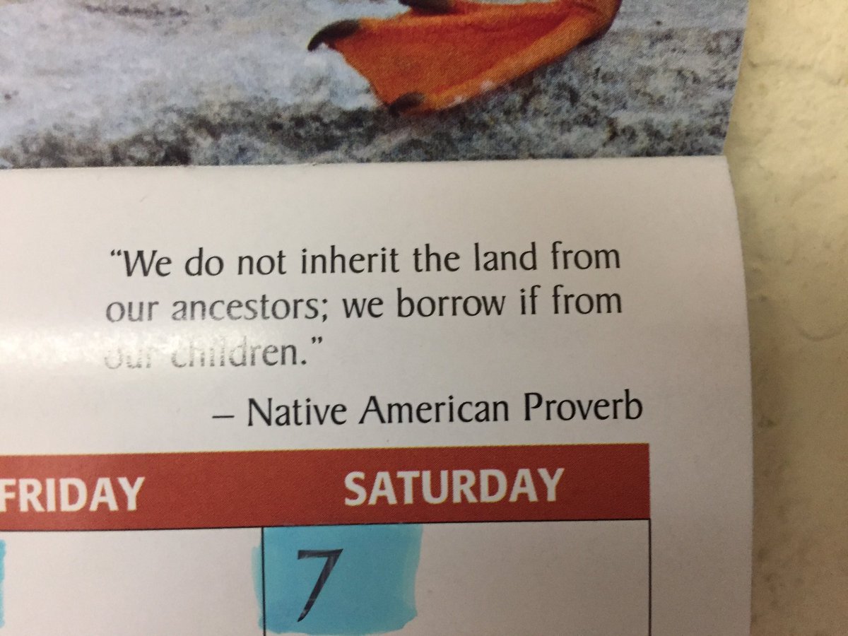 'We do not inherit the land from our ancestors; we borrow it from our children.' -Native American Proverb #calendarquotes
