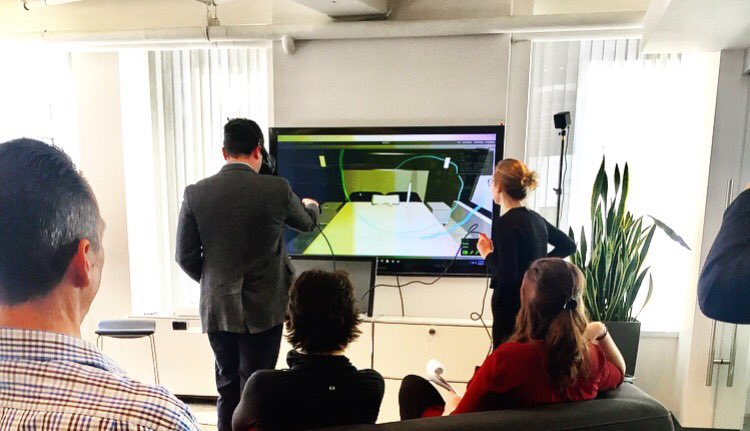 @SPAR_editor experiencing some of the <a href="/Arrowstreet/">Arrowstreet</a> #VR #AR projects this morning. Great to discuss the future of architecture design.