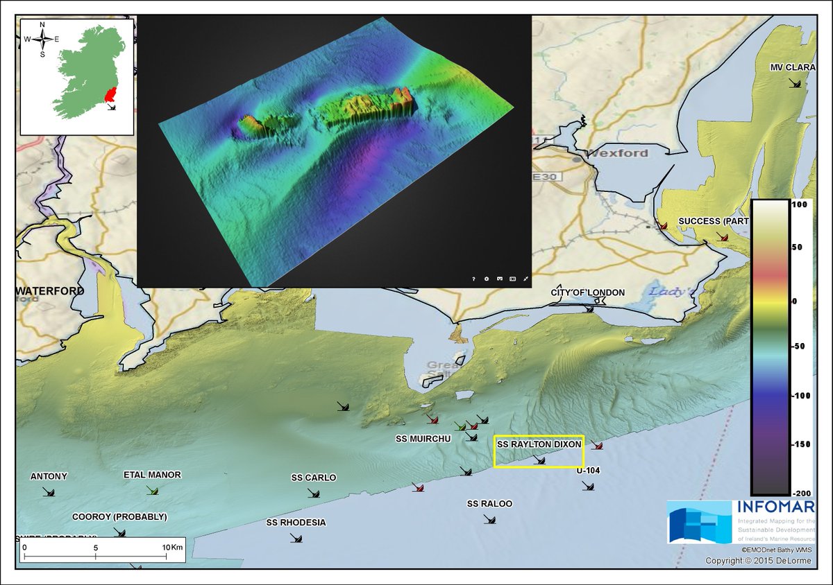 followtheboats's tweet photo. #ShipwreckSaturday 1916 SS Raylton Dixon Cargo Vessel sank 19km SW of #CarnsorePoint #Wexford 51.6m deep #INFOMAR https://t.co/lkc3Yrgfhe https://t.co/aetav5td5u