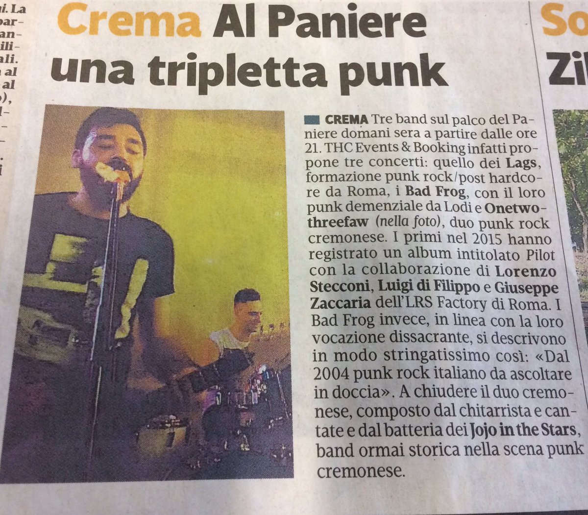 onetwothreefaw's tweet photo. @laprovinciacr ci ricorda la super seratona di domani. Carichi! #punk #onetwothreefaw https://t.co/ZCYbaUXn9f