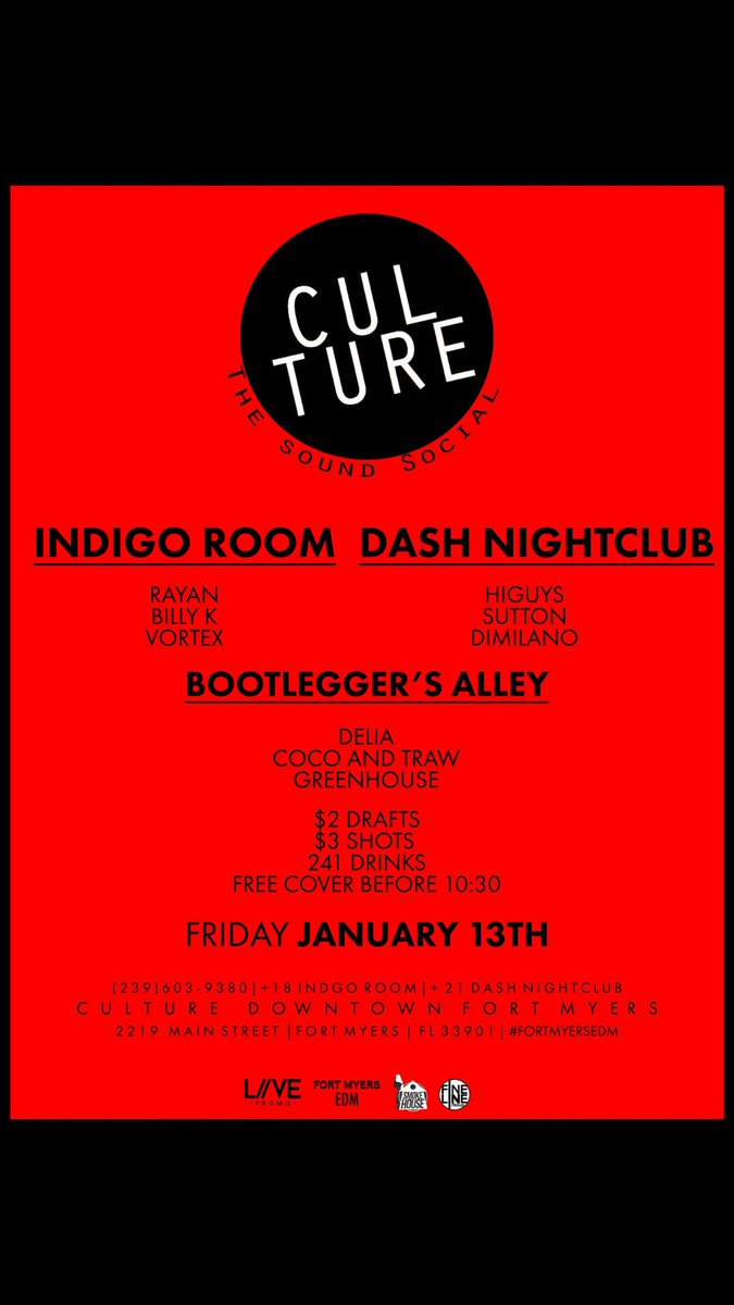 FineLine_Promo's tweet photo. "Culture- The Sound Social" featuring 3 rooms 9 DJs 🔥🔥🔥 free cover before 1030. Get there early! https://t.co/LwZs9tE2BO