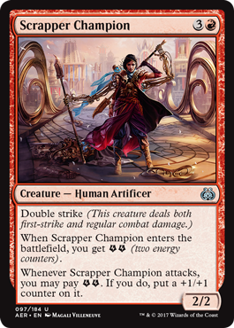 WizardsFamiliar's tweet photo. Scrapper Champion is merely uncommon?
3/3 Double strike for 3R with potential for more?
#DangYo https://t.co/BvMjJDO0Hr