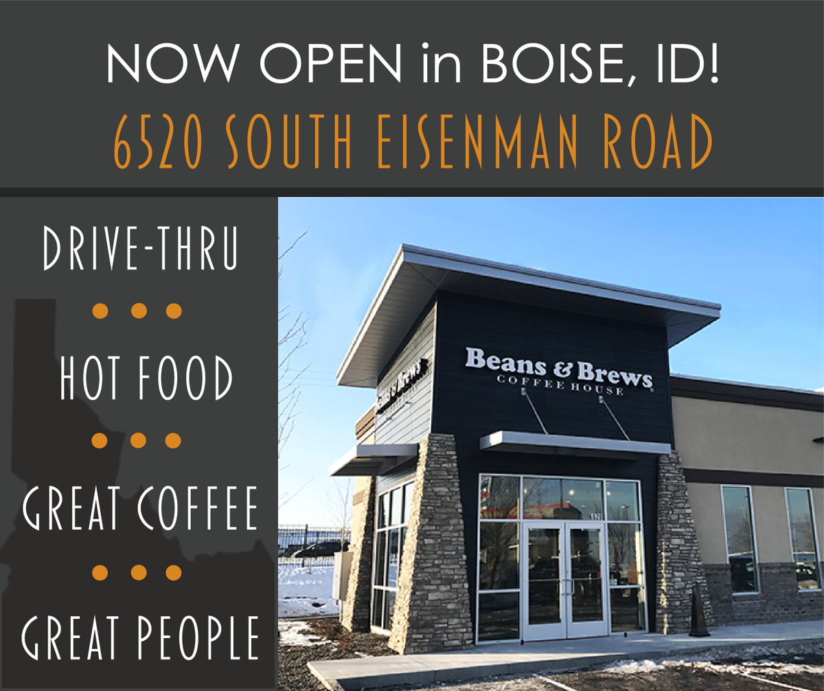 beansandbrews's tweet photo. Beans & Brews is now open in Boise, ID! Come see us at 6520 S Eisenman Rd for great drinks, hot food, drivethru, & great people! #HelloBoise https://t.co/ojxhX3pbch