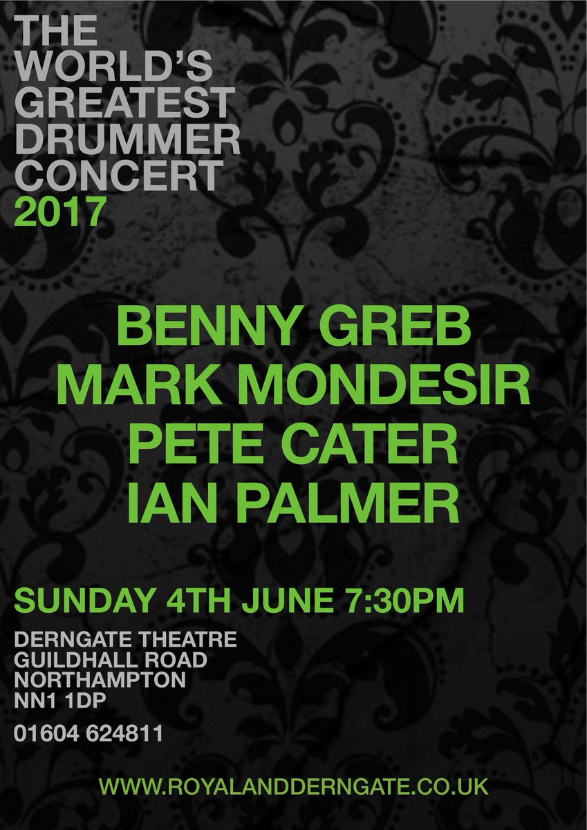 TheWGDConcert's tweet photo. Tickets priced at £26 and £31 @RoyalDerngate @PMTNorthampton @BWDrumShop @bennygreb @MarkMondesir1 @meinlcymbals @sonor_drums @hudson_music https://t.co/0DzdGlTtEY