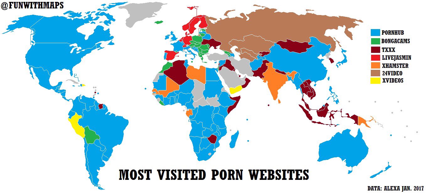 Fun with Maps on X Most visited porn website by Country The  