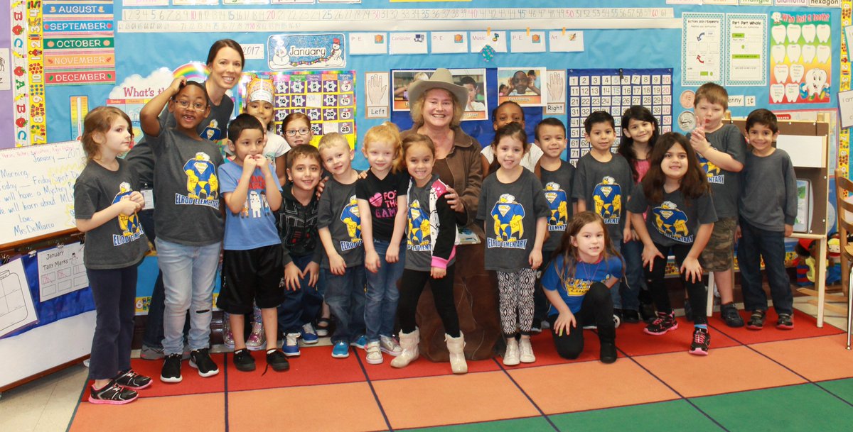 NISD's tweet photo. #NISDStrong- Board VP M'Lissa Chumbley was "Mystery Reader" at @NISDElrod &amp; dressed in western attire to match book she read to students! https://t.co/TSABl2WjfE