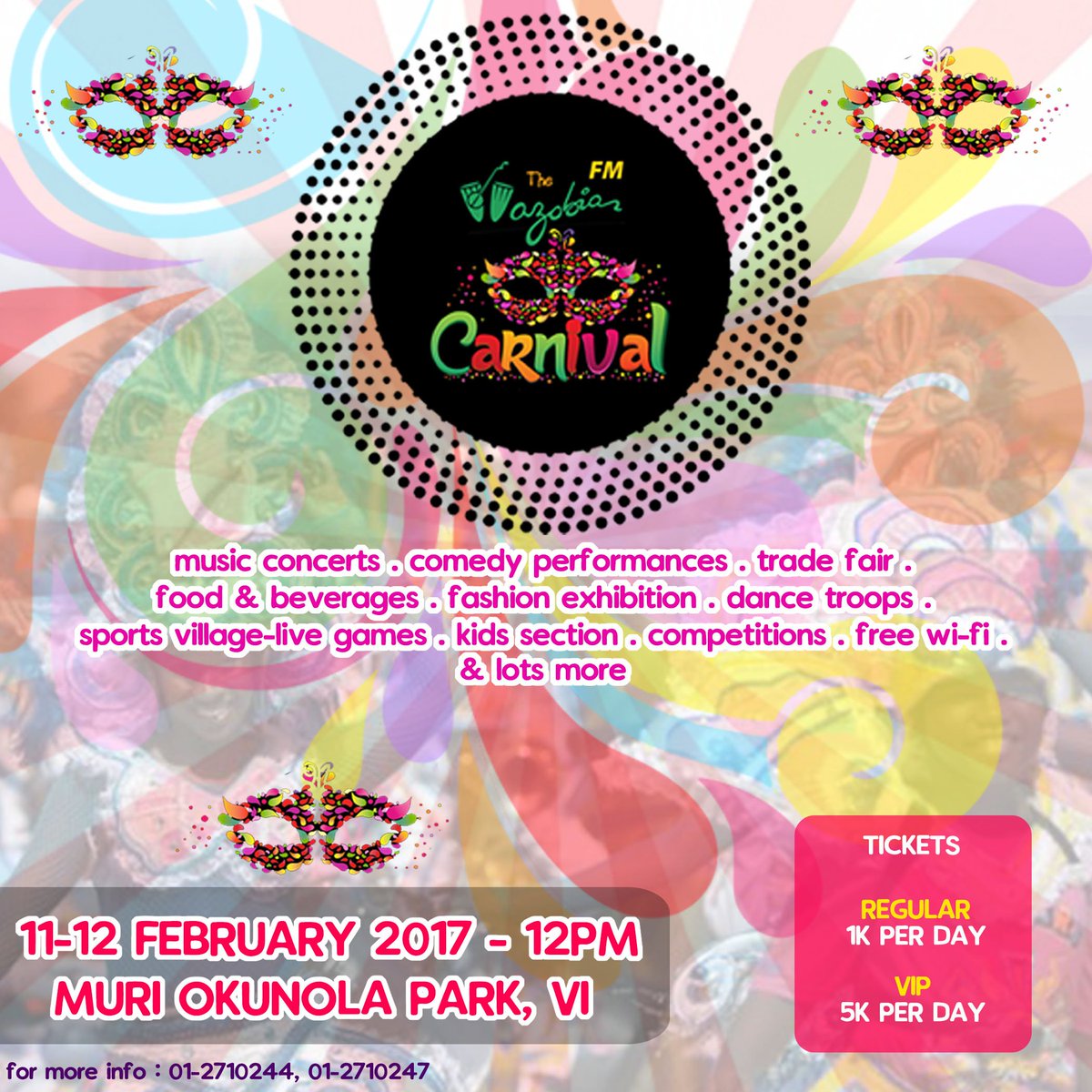 Wazobia_FM's tweet photo. #WazobiaFMCarnival 11-12 February 2017. SAVE THE DATE!! https://t.co/1kK4jr6ItB
