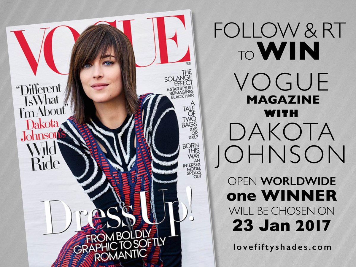 ZoyaKaye's tweet photo. FOLLOW &amp; RETWEET to #WIN #VOGUE Magazine with #DakotaJohnson | OPEN WORLDWIDE | Ends 23 Jan #FiftyShades #Giveaway🦄🖤 https://t.co/PeO91OiUwK
