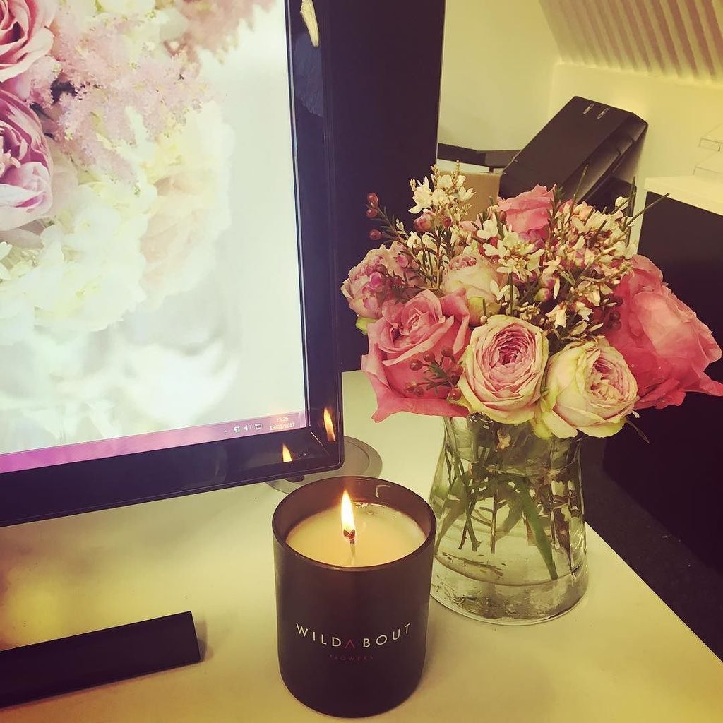 wildaboutflower's tweet photo. Busy office day enjoying our brand new bespoke Wildabout candle  @wickandtallow candle - white tea and wisteria ...… https://t.co/DuCHWBCAis