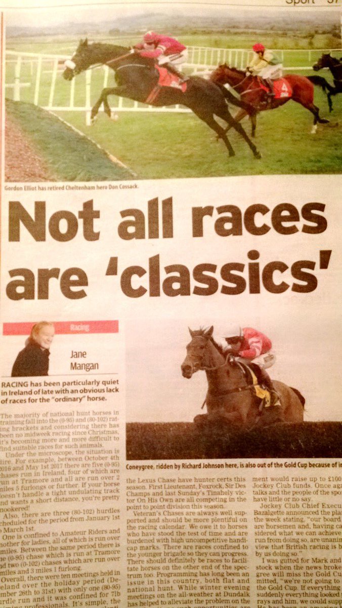Tonight's @CorkEveningEcho highlights the lack of racing for the "ordinary" horse....the never ending programming issue!