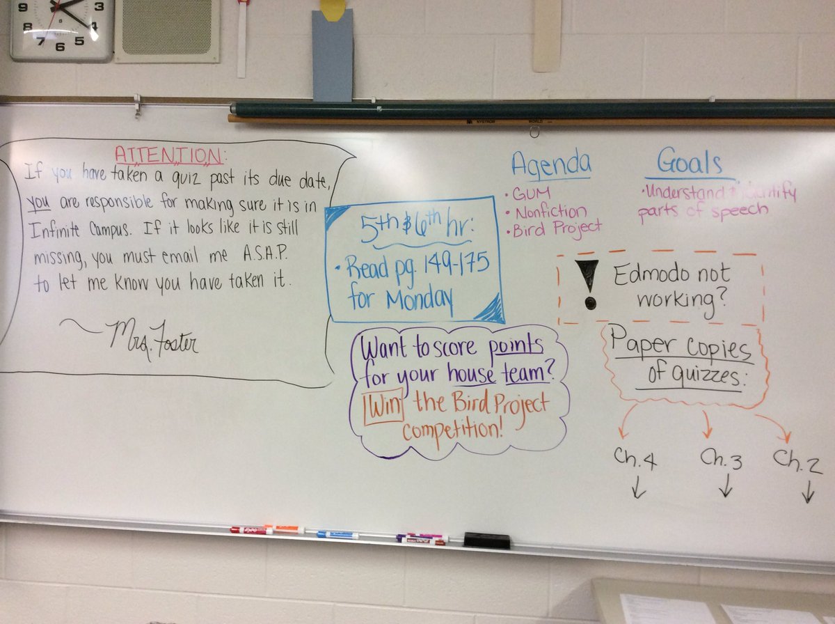JessicaKFoster's tweet photo. When you have so many cool things going on that you run out of board space #teachon #endoftheterm @Creekside_MS https://t.co/eggkkIvJZo