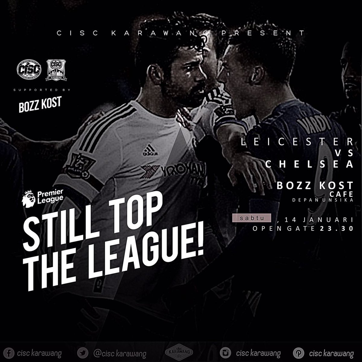 CISCkarawang's tweet photo. #NonBarSeru
Leicester Vs Chelsea
BozzKost Cafe (Depan Unsika)
KO: Minggu,15-01-2017
OG: Sabtu,14-01-2017
15k(Member)/20K(Non)
@ChelseaIndo https://t.co/0nGurEwBNC